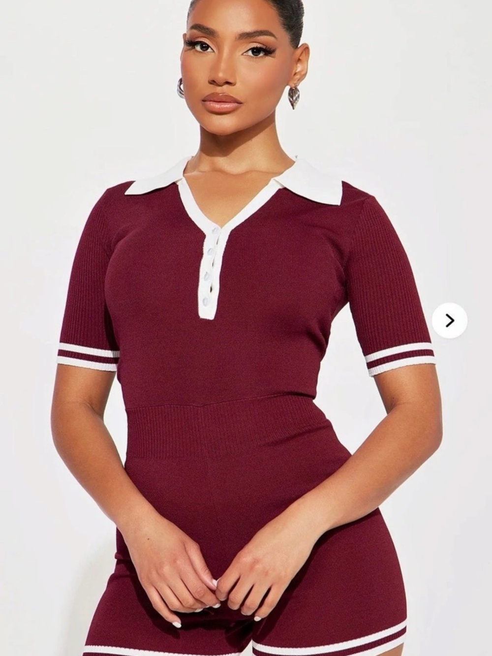 Windsor Burgundy Collared Romper Size Small NWT